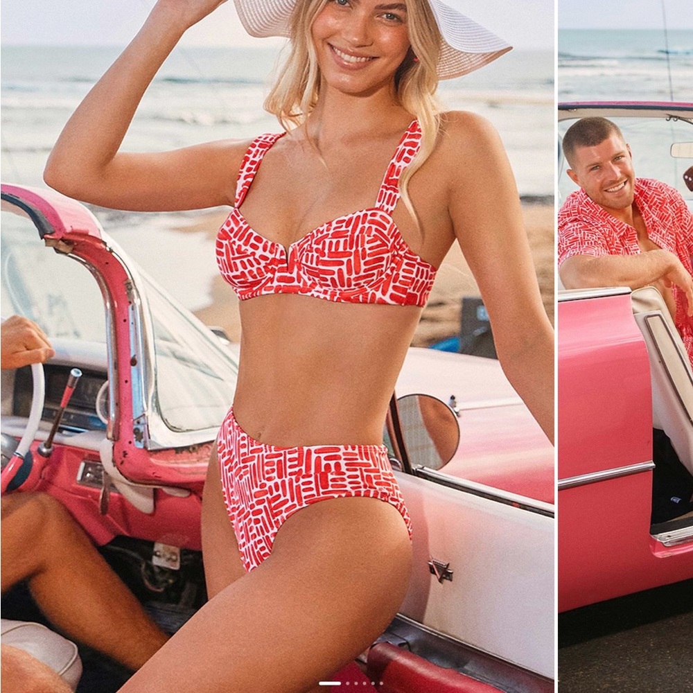 CUPSHE when in Rome abract bikini TOP ONLY  medium NWT